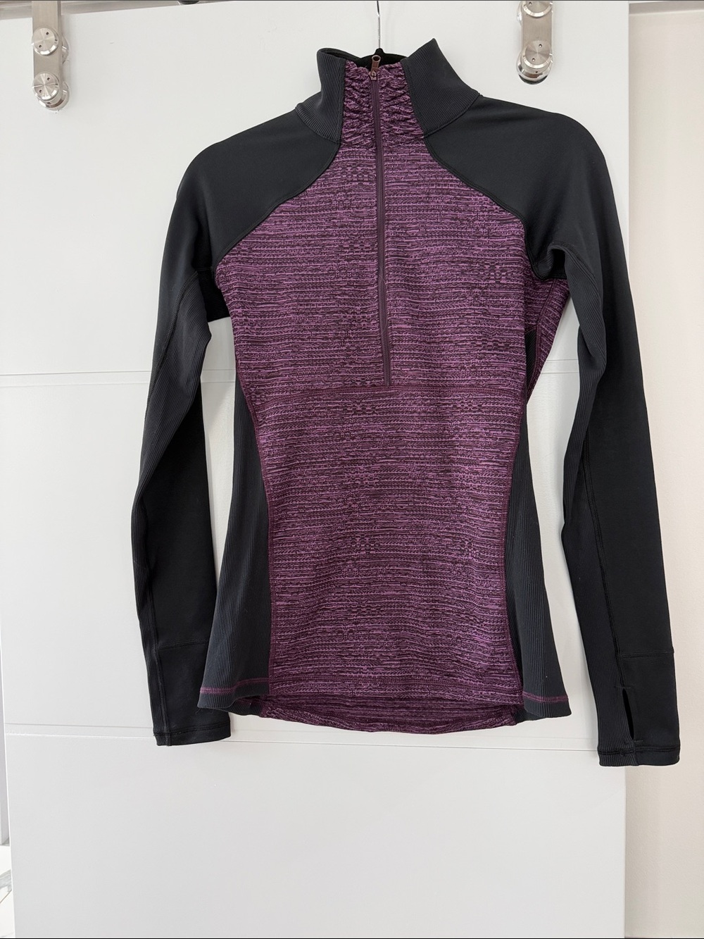 CALIA by Carrie Underwood Purple and Black Half-Zip Long Sleeve Top